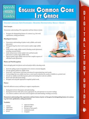 English Common Core 1st Grade - ebook